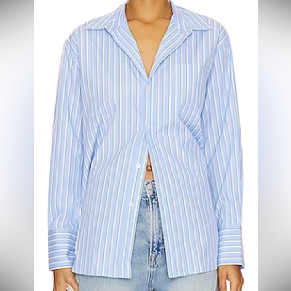 Anine Bing Blue pinstriped buttoned down